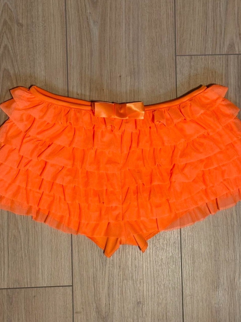 Neon Orange Ruffle Bloomers with Bow